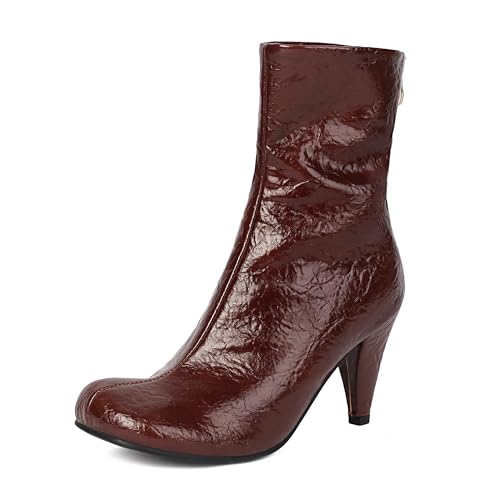 Lroey Reoly Damen Louis- XV Absatz Stiefeletten Square Toe Daily Dx934 Rotwein Gr 39 EU von Lroey Reoly