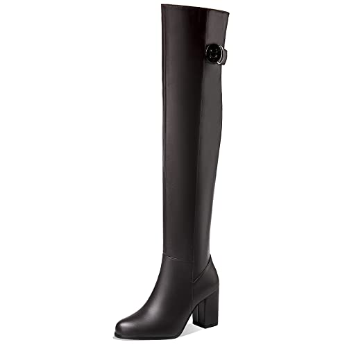 Lroey Reoly Damen Overknee Stiefel mit Blockabsatz, Anzugstiefel Höhe Ferse Pointed Toe Boots Zip 166 Braun Gr 50 EU Lroey Reoly Damen Overknee Stiefel mit Blockabsatz, Anzugstiefel Höhe Ferse Pointed Toe Boots Zip 166 Braun Gr 50 EU von Lroey Reoly