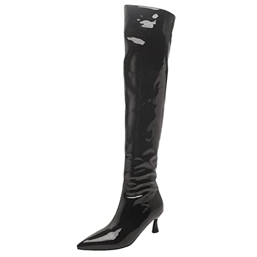 Lroey Reoly Damen Overknee Stiefel mit Kätzchenabsatz, Partystiefel Mode Zip Overknees Stiefel Mitte Absatz Pointed Toe 337 Schwarz Gr 48 EU Lroey Reoly Damen Overknee Stiefel mit Kätzchenabsatz, Partystiefel Mode Zip Overknees Stiefel Mitte Absatz Pointed Toe 337 Schwarz Gr 48 EU von Lroey Reoly