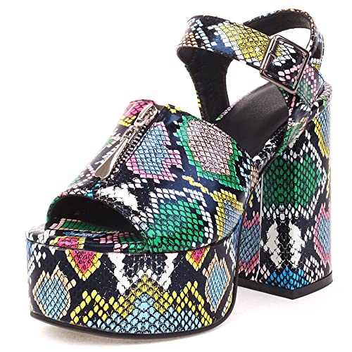 Lroey Reoly Damen Sandale mit Absatz, Sandalen Offene Zeh Mode Blockabsatz Party Schuhe mit Plateau Schnalle Knöchelriemchen 130 Snakeskin Gr 35 EU Lroey Reoly Damen Sandale mit Absatz, Sandalen Offene Zeh Mode Blockabsatz Party Schuhe mit Plateau Schnalle Knöchelriemchen 130 Snakeskin Gr 35 EU von Lroey Reoly