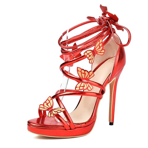 Lroey Reoly Damen Stiletto Höhe Ferse Gladiator Sandals Runde Zehen Party Schuhe Ls780 Rot Gr 32 EU Lroey Reoly Damen Stiletto Höhe Ferse Gladiator Sandals Runde Zehen Party Schuhe Ls780 Rot Gr 32 EU von Lroey Reoly