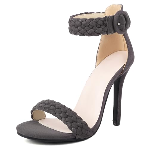 Lroey Reoly Damen Stiletto Höhe Ferse Sandals Pointed Toe Daily Schuhe Ls813 Grau Gr 39 EU von Lroey Reoly