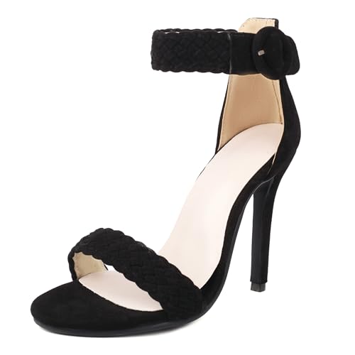 Lroey Reoly Damen Stiletto Höhe Ferse Sandals Pointed Toe Daily Schuhe Ls813 Schwarz Gr 44 EU von Lroey Reoly