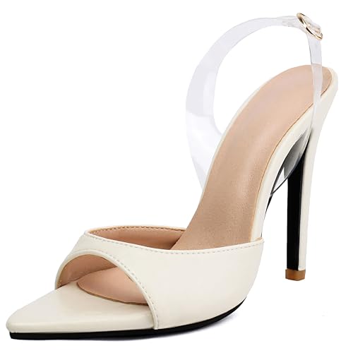 Lroey Reoly Damen Stiletto Höhe Ferse Sandals Pointed Toe Daily Schuhe Ls841 Beige Gr 42 EU von Lroey Reoly