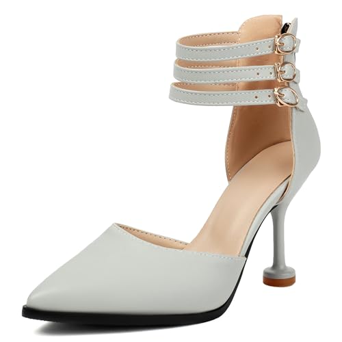 Lroey Reoly Damen Stiletto Höhe Ferse Sandals Pointed Toe Daily Schuhe Ls876 Grau Gr 39 EU von Lroey Reoly
