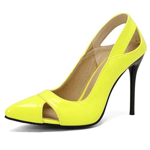Lroey Reoly Damen Stiletto Höhe Ferse Sandals Pointed Toe Party-Sandale Ls777 Gelb Gr 41 EU von Lroey Reoly
