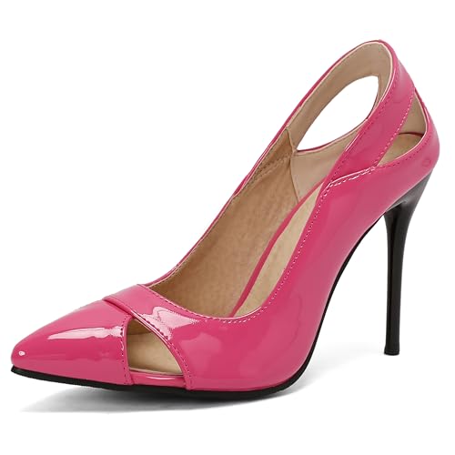 Lroey Reoly Damen Stiletto Höhe Ferse Sandals Pointed Toe Party-Sandale Ls777 Rose-Rot Gr 41 EU von Lroey Reoly