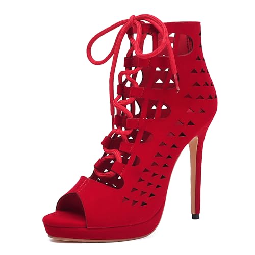 Lroey Reoly Damen Stiletto Höhe Ferse Sandals mit Plateau Pointed Toe Abendschuhe Ls788 Rot Gr 41 EU Lroey Reoly Damen Stiletto Höhe Ferse Sandals mit Plateau Pointed Toe Abendschuhe Ls788 Rot Gr 41 EU von Lroey Reoly