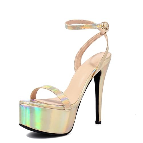 Lroey Reoly Damen Stiletto Höhe Ferse Sandals mit Plateau Runde Zehen Abendschuhe Ls849 Gold Gr 40 EU Lroey Reoly Damen Stiletto Höhe Ferse Sandals mit Plateau Runde Zehen Abendschuhe Ls849 Gold Gr 40 EU von Lroey Reoly
