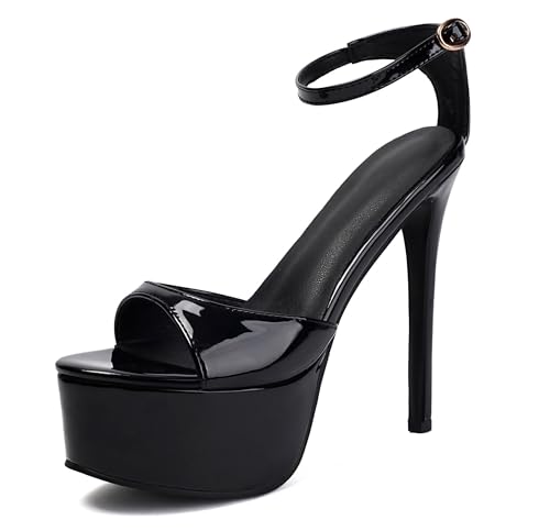 Lroey Reoly Damen Stiletto Höhe Ferse Sandals mit Plateau Runde Zehen Abendschuhe Ls912 Schwarz Gr 40 EU Lroey Reoly Damen Stiletto Höhe Ferse Sandals mit Plateau Runde Zehen Abendschuhe Ls912 Schwarz Gr 40 EU von Lroey Reoly