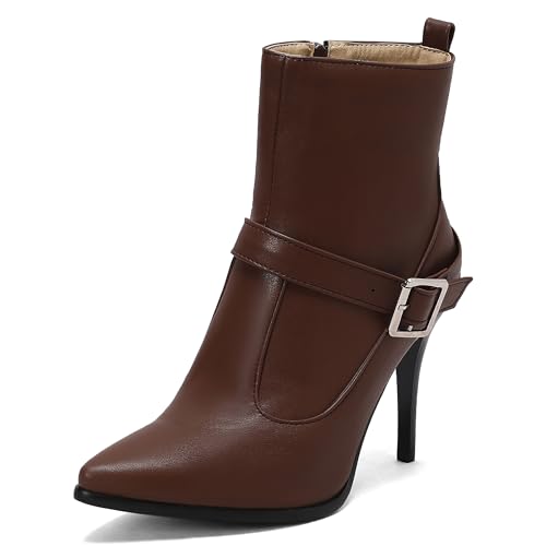 Lroey Reoly Damen Stiletto Höhe Ferse Stiefeletten Pointed Toe Daily Dx942 Braun Gr 38 EU von Lroey Reoly