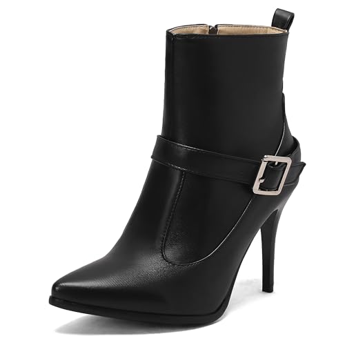 Lroey Reoly Damen Stiletto Höhe Ferse Stiefeletten Pointed Toe Daily Dx942 Schwarz Gr 42 EU von Lroey Reoly