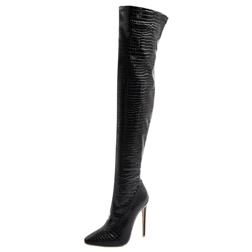 Lroey Reoly Damen-Stiletto-Overknee-Stiefel, Abendstiefel Pointed Toe Höhe Ferse Overknees Stiefel Zip, C7960Vd Schwarz Gr 48 EU Lroey Reoly Damen-Stiletto-Overknee-Stiefel, Abendstiefel Pointed Toe Höhe Ferse Overknees Stiefel Zip, C7960Vd Schwarz Gr 48 EU von Lroey Reoly