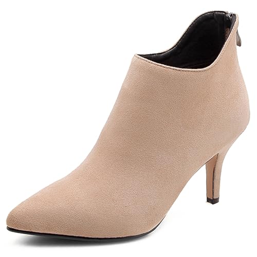 Lroey Reoly Damen Stiletto Stiefeletten, Solid Kleid Stiefeletten Pointed Toe Höhe Ferse Kurzschaft Stiefel Zip, B16472Jg Aprikose/D Gr 43 EU Lroey Reoly Damen Stiletto Stiefeletten, Solid Kleid Stiefeletten Pointed Toe Höhe Ferse Kurzschaft Stiefel Zip, B16472Jg Aprikose/D Gr 43 EU von Lroey Reoly