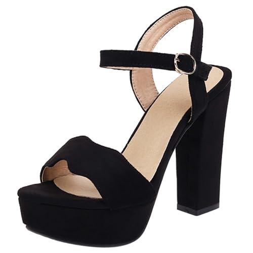 Lroey Reoly Damensandalen, Offene High-Heel-Sandalen Schnalle Blockabsatz Sandalen Knöchelriemchen mit Plateau, 4316Jnv Schwarz Gr 37 EU Lroey Reoly Damensandalen, Offene High-Heel-Sandalen Schnalle Blockabsatz Sandalen Knöchelriemchen mit Plateau, 4316Jnv Schwarz Gr 37 EU von Lroey Reoly
