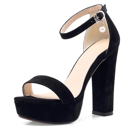 Lroey Reoly Damensandalen, Offene High-Heel-Sandalen Schnalle Kleid Sandale Blockabsatz Sandalen Knöchelriemchen mit Plateau, 13024Cfw Schwarz Gr 33 EU Lroey Reoly Damensandalen, Offene High-Heel-Sandalen Schnalle Kleid Sandale Blockabsatz Sandalen Knöchelriemchen mit Plateau, 13024Cfw Schwarz Gr 33 EU von Lroey Reoly