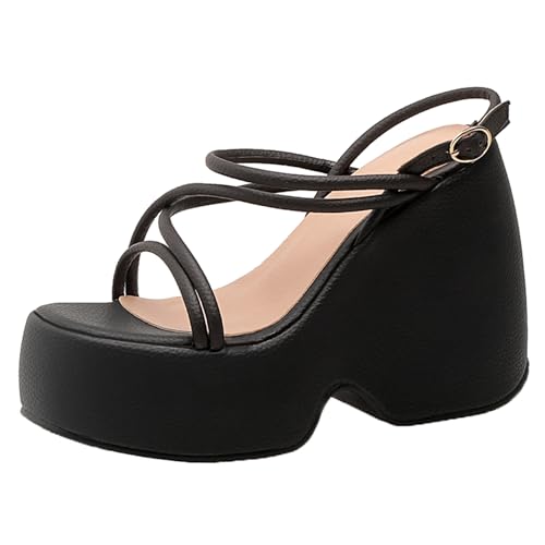 Lroey Reoly Damensandalen, Partyschuhe mit Offenem Zehenbereich und Hohem Absatz Schnalle Keilabsatz Sandalen Slingback mit Plateau, 3098Beg Schwarz Gr 33 EU Lroey Reoly Damensandalen, Partyschuhe mit Offenem Zehenbereich und Hohem Absatz Schnalle Keilabsatz Sandalen Slingback mit Plateau, 3098Beg Schwarz Gr 33 EU von Lroey Reoly