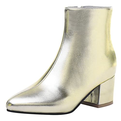 Lroey Reoly Damenstiefeletten mit Blockabsatz, Anzugstiefel Mitte Absatz Pointed Toe Stiefeletten Zip 135 Gold/Br Gr 39 EU Lroey Reoly Damenstiefeletten mit Blockabsatz, Anzugstiefel Mitte Absatz Pointed Toe Stiefeletten Zip 135 Gold/Br Gr 39 EU von Lroey Reoly