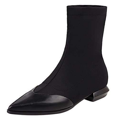 Lroey Reoly Damenstiefeletten mit Blockabsatz, Anzugstiefel Niedrige Absatz Pointed Toe Stiefeletten Ohne Verschluss 140 Schwarz Gr 43 EU von Lroey Reoly