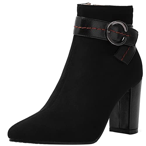 Lroey Reoly Damenstiefeletten mit Blockabsatz, Kleid Stiefeletten Höhe Ferse Pointed Toe Stiefeletten Zip 089 Schwarz Gr 45 EU Lroey Reoly Damenstiefeletten mit Blockabsatz, Kleid Stiefeletten Höhe Ferse Pointed Toe Stiefeletten Zip 089 Schwarz Gr 45 EU von Lroey Reoly