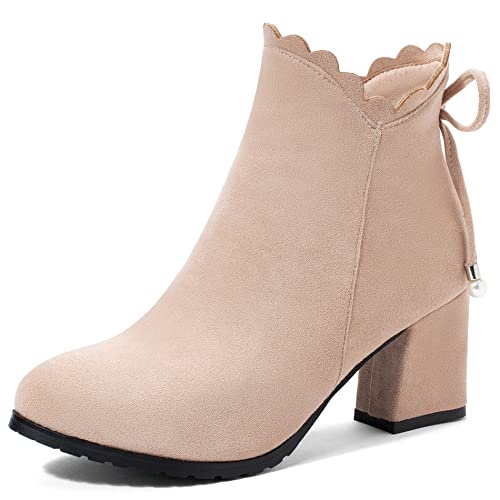 Lroey Reoly Damenstiefeletten mit Blockabsatz, Kleid Stiefeletten Simple Zip Kurzschaft Stiefel Mitte Absatz Runde Zehen Ruffles 480 Beige/R Gr 34 EU Lroey Reoly Damenstiefeletten mit Blockabsatz, Kleid Stiefeletten Simple Zip Kurzschaft Stiefel Mitte Absatz Runde Zehen Ruffles 480 Beige/R Gr 34 EU von Lroey Reoly