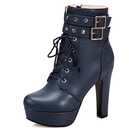 Lroey Reoly Damenstiefeletten mit Blockabsatz, Partystiefel Höhe Ferse Runde Zehen Stiefeletten Plateau Zip 159 Blau Gr 40 EU Lroey Reoly Damenstiefeletten mit Blockabsatz, Partystiefel Höhe Ferse Runde Zehen Stiefeletten Plateau Zip 159 Blau Gr 40 EU von Lroey Reoly