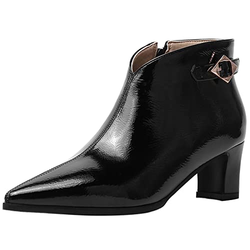 Lroey Reoly Damenstiefeletten mit Blockabsatz, Partystiefeletten Mitte Absatz Pointed Toe Stiefeletten Solid Zip 076 Schwarz Gr 39 EU Lroey Reoly Damenstiefeletten mit Blockabsatz, Partystiefeletten Mitte Absatz Pointed Toe Stiefeletten Solid Zip 076 Schwarz Gr 39 EU von Lroey Reoly