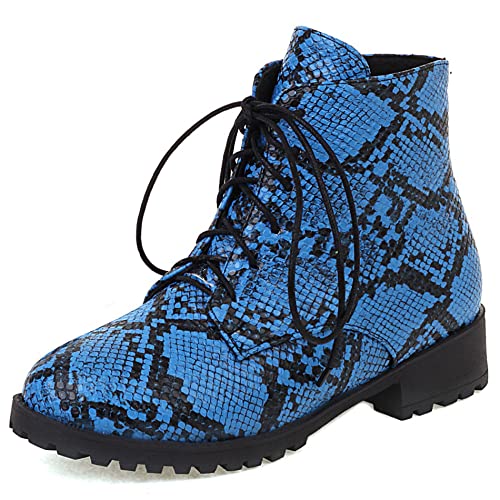 Lroey Reoly Damenstiefeletten mit Blockabsatz, Winterschuhe Leisure Schnüren Kurzschaft Stiefel Mitte Absatz Runde Zehen Snakeskin Print 496 Blau Gr 46 EU Lroey Reoly Damenstiefeletten mit Blockabsatz, Winterschuhe Leisure Schnüren Kurzschaft Stiefel Mitte Absatz Runde Zehen Snakeskin Print 496 Blau Gr 46 EU von Lroey Reoly