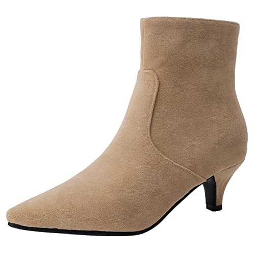 Lroey Reoly Damenstiefeletten mit Kitten-Heel, Kleid Stiefeletten Mitte Absatz Pointed Toe Stiefeletten Zip 082 Aprikose Gr 42 EU Lroey Reoly Damenstiefeletten mit Kitten-Heel, Kleid Stiefeletten Mitte Absatz Pointed Toe Stiefeletten Zip 082 Aprikose Gr 42 EU von Lroey Reoly