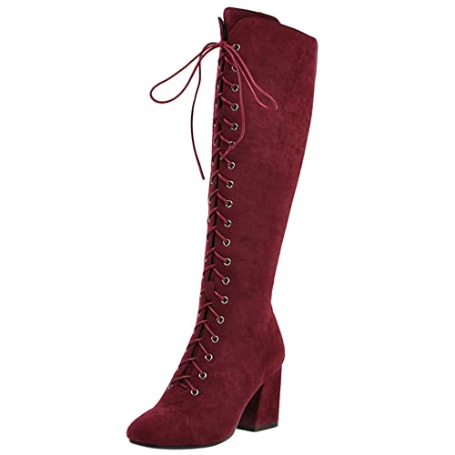 Lroey Reoly Kniehohe Damenstiefel mit Blockabsatz, Anzugstiefel Höhe Ferse Runde Zehen Boots Zip 168 Rotwein Gr 44 EU Lroey Reoly Kniehohe Damenstiefel mit Blockabsatz, Anzugstiefel Höhe Ferse Runde Zehen Boots Zip 168 Rotwein Gr 44 EU von Lroey Reoly