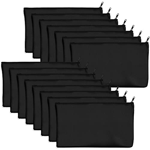 Lrporyvn 15 Stück schwarze leere Leinentaschen, 21,6 x 11,7 cm, Schreibwaren-Aufbewahrung, Reißverschluss, DIY, Graffiti-Federmäppchen, DIY-Geschenktasche, Schwarz , 0 von Lrporyvn