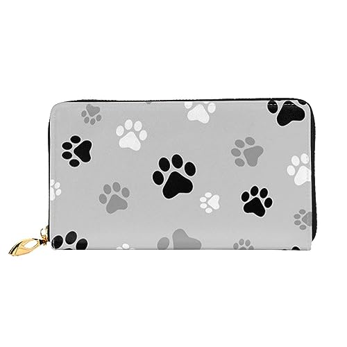 Lrtyuasq Bedruckte Geldbörse aus Leder mit Weihnachtsbäumen und 12 Kreditkartenfächern und 3 Geldklammern, lange Clutch, Handtasche für Scheckbuch, Kreditkarten, Tierpfotenabdrücke, 4.13"(L) x von Lrtyuasq