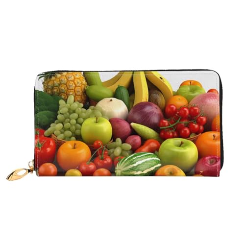 Lrtyuasq Rosa Hibiskus Blume gedruckt Leder Geldbörse mit 12 Kreditkartenfächern und 3 Geldklammer - Lange Clutch Handtasche für Scheckbuch Kreditkarten, Sorte frisches Gemüse und Früchte., 4.13"(L) x Lrtyuasq Rosa Hibiskus Blume gedruckt Leder Geldbörse mit 12 Kreditkartenfächern und 3 Geldklammer - Lange Clutch Handtasche für Scheckbuch Kreditkarten, Sorte frisches Gemüse und Früchte., 4.13"(L) x von Lrtyuasq