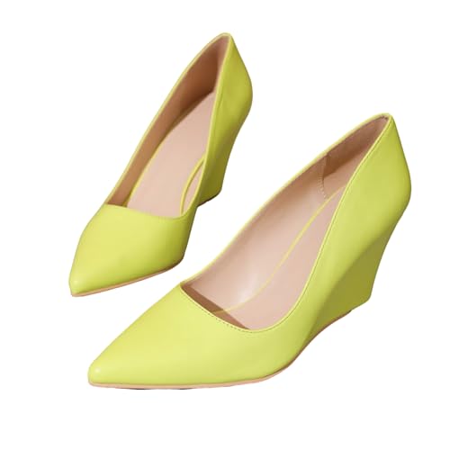 Lryweisy Damen Keilpumps Niedriger Absatz Geschlossene Zehen Kleid Schuhe, Grün 001, 39.5 EU Lryweisy Damen Keilpumps Niedriger Absatz Geschlossene Zehen Kleid Schuhe, Grün 001, 39.5 EU von Lryweisy