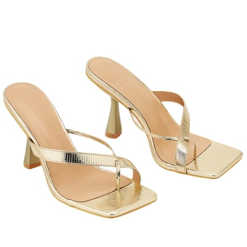 Lryweisy Damen-Sandalen mit Kitten-Heels, offene Zehen, Flip-Flop-Absatz, Gold Nude, 39.5 EU Lryweisy Damen-Sandalen mit Kitten-Heels, offene Zehen, Flip-Flop-Absatz, Gold Nude, 39.5 EU von Lryweisy