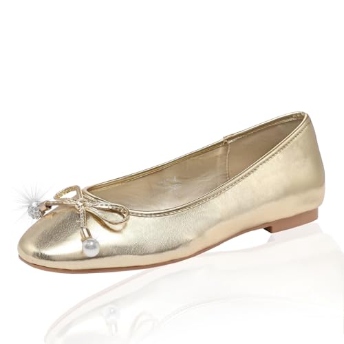 Lynweisy Damen Zweifarbige Mary Jane Flats - Verstellbarer Schnallenriemen Ballerinas Schuhe rutschfest Schwarz/Silber Komfort Kleid Flats, 017 Gold/Glitter, 39.5 EU Lynweisy Damen Zweifarbige Mary Jane Flats - Verstellbarer Schnallenriemen Ballerinas Schuhe rutschfest Schwarz/Silber Komfort Kleid Flats, 017 Gold/Glitter, 39.5 EU von Lryweisy
