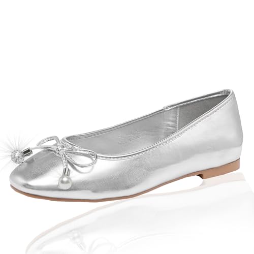 Lynweisy Damen Zweifarbige Mary Jane Flats - Verstellbarer Schnallenriemen Ballerinas Schuhe rutschfest Schwarz/Silber Komfort Kleid Flats, 017 Silber/Glitzer, 39.5 EU Lynweisy Damen Zweifarbige Mary Jane Flats - Verstellbarer Schnallenriemen Ballerinas Schuhe rutschfest Schwarz/Silber Komfort Kleid Flats, 017 Silber/Glitzer, 39.5 EU von Lryweisy