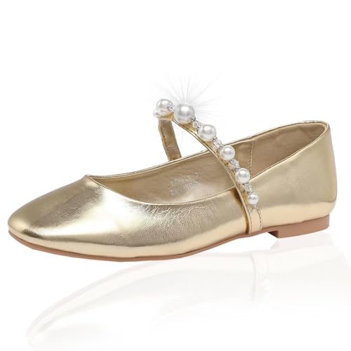 Lynweisy Damen Zweifarbige Mary Jane Flats - Verstellbarer Schnallenriemen Ballerinas Schuhe rutschfest Schwarz/Silber Komfort Kleid Flats, Gold-9, 39.5 EU Lynweisy Damen Zweifarbige Mary Jane Flats - Verstellbarer Schnallenriemen Ballerinas Schuhe rutschfest Schwarz/Silber Komfort Kleid Flats, Gold-9, 39.5 EU von Lryweisy