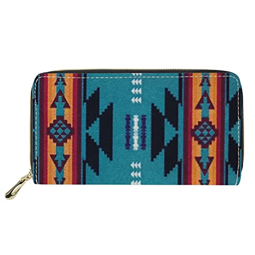 Afican Aztec Design Damen Lange Geldbörse mit Reißverschluss, PU-Leder Lässige Handtasche Wechselgeldbörse für Telefonschlüssel Kreditkarten von Lsjuee