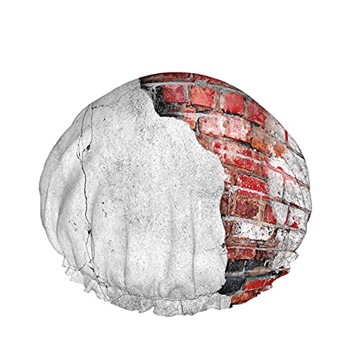 Alte Backsteinmauer Duschhaube Wasserabweisender Badehut Wiederverwendbares strapazierfähiges elastisches Polyester für Männer Frauen 4,3 x 10,6 Zoll von Lsjuee