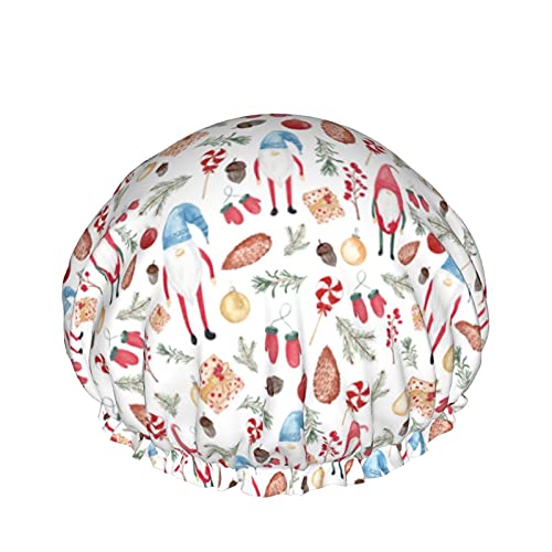 Aquarell Weihnachten wiederverwendbare elastische Bad wasserdichte Duschhaube für Damen, Kappen für Mädchen Spa Heimgebrauch, Hotel und Friseursalon von Lsjuee