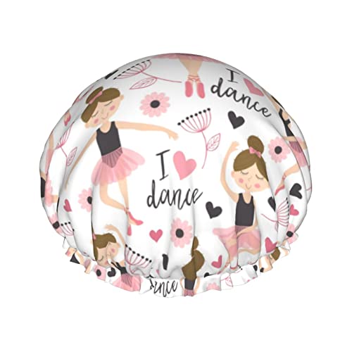 Ballerina-Mädchen-Duschhaube, Damen, wiederverwendbar, lange Haarkappen mit elastischem Band, doppellagig, Bade-Duschhut für Erwachsene und Kinder von Lsjuee
