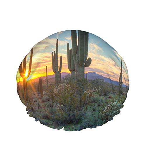 Cactus Duschhaube Wasserabweisender Badehut Wiederverwendbares strapazierfähiges elastisches Polyester für Männer Frauen 4,3 x 10,6 Zoll von Lsjuee