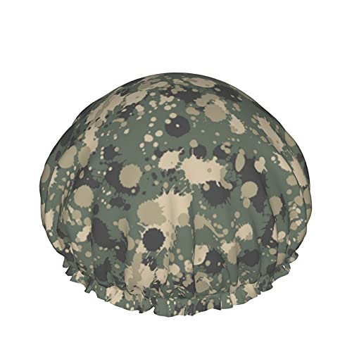 Camouflage-Wiederholungsmuster, wiederverwendbar, elastisches Bad, wasserdichte Duschhaube für Damen, Kappen für Mädchen, Spa, Heimgebrauch, Hotel und Friseursalon von Lsjuee