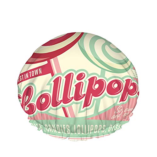 Candy Duschhaube Wasserabweisender Badehut Wiederverwendbares strapazierfähiges elastisches Polyester für Männer Frauen 4,3 x 10,6 Zoll von Lsjuee