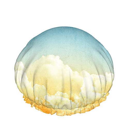 Clouds Cape Duschhaube Wasserabweisender Badehut Wiederverwendbares strapazierfähiges elastisches Polyester für Männer Frauen 4,3 x 10,6 Zoll von Lsjuee