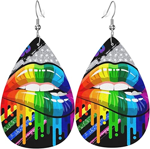 Damen-Ohrringe aus Leder, lesbischer Regenbogen-Lippen-Pride-Ohrring für Mädchen Damen-Ohrringe aus Leder, lesbischer Regenbogen-Lippen-Pride-Ohrring für Mädchen von Lsjuee