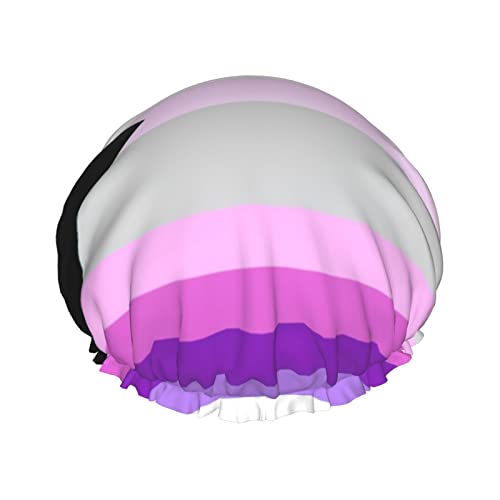 Demiromantic Pride Flag Duschhaube Frauen wiederverwendbare lange Haarkappen verstellbare doppellagige Badeduschmütze für Frauen Kinder geeignet für alle Längen von Lsjuee