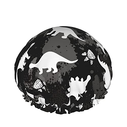 Dinosaurier-Muster, wiederverwendbar, elastisches Bad, wasserdichte Duschhaube für Damen, Kappen für Mädchen, Spa, Heimgebrauch, Hotel und Friseursalon von Lsjuee