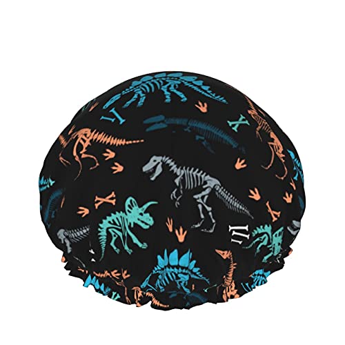 Dinosaurier-Skelett, wiederverwendbar, elastisches Bad, wasserdichte Duschhaube für Damen, Kappen für Mädchen, Spa, Heimgebrauch, Hotel und Friseursalon von Lsjuee